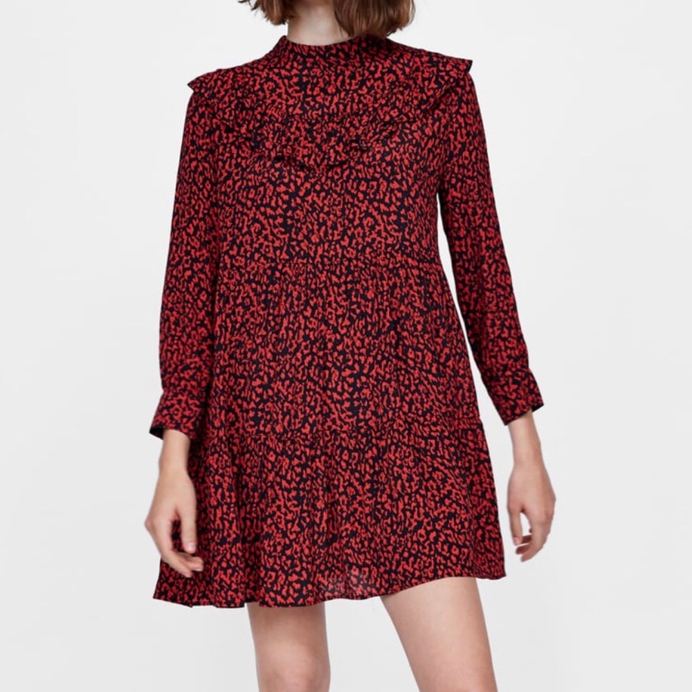 Zara Red Animal Print Dress